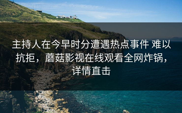 主持人在今早时分遭遇热点事件 难以抗拒，蘑菇影视在线观看全网炸锅，详情直击