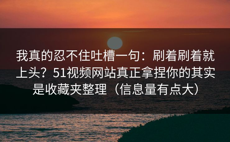 我真的忍不住吐槽一句：刷着刷着就上头？51视频网站真正拿捏你的其实是收藏夹整理（信息量有点大）